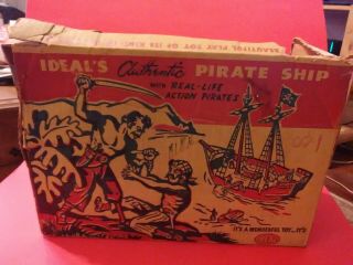 Vintage Ideal Jolly Roger Pirate Ship W/ 6 Pirate Figures And Accessories