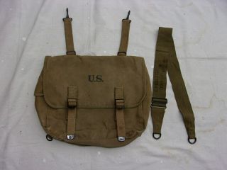 Ww2 Gi M1936 Musette Bag W/ Shoulder Strap - - Early Rubberized Fabric Type - - Named