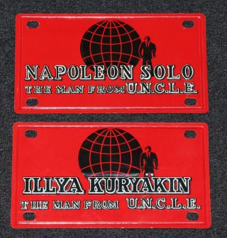 Man From Uncle U.  N.  C.  L.  E.  1966 Marx License Plate Tin Pair Napolean Illya