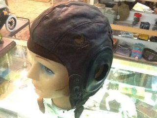 Wwii Us Army Air Force Aaf Type A - 11 Leather Pilot Flying Helmet Sz Medium