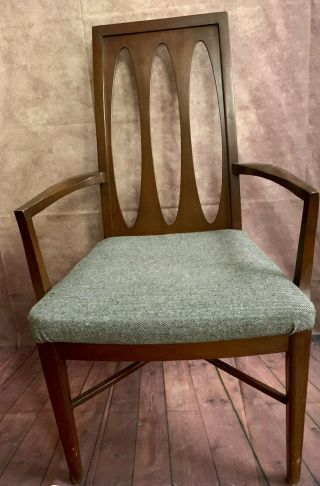 Mid Century Vintage Arm Chair Danish Wood Dining Desk Accent Mcm Walnut Parlor