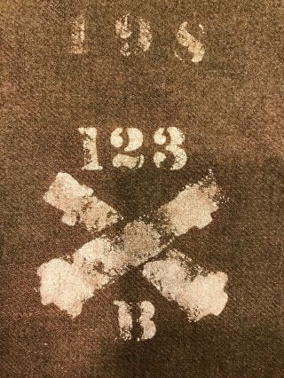 WWI US Wool Blanket 123rd Field Artillery Regiment B Co.  Has Stencil And Tag 2