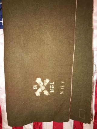WWI US Wool Blanket 123rd Field Artillery Regiment B Co.  Has Stencil And Tag 5