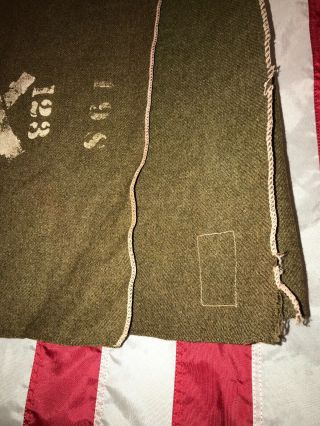 WWI US Wool Blanket 123rd Field Artillery Regiment B Co.  Has Stencil And Tag 6