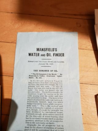 Mansfield ' s Patent Automatic Water & Oil Finder c1915 - 1917 4