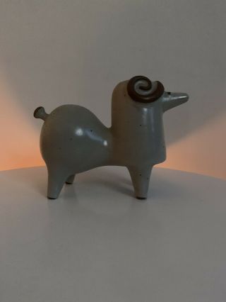 MID CENTURY CERAMIC RAM planter carafe Stig Lindberg style rare 3