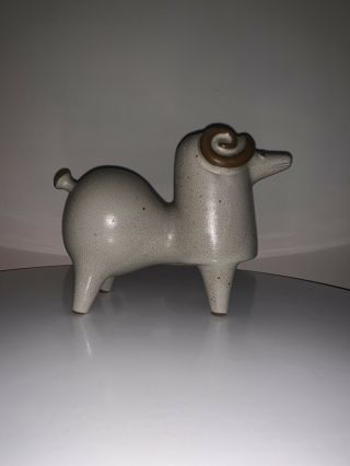 MID CENTURY CERAMIC RAM planter carafe Stig Lindberg style rare 6