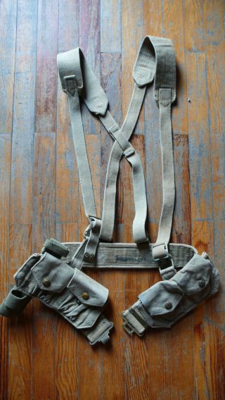 British Army Utility Pistol Belt Smle Pouch X2 Suspenders Bayonet Frog Pat 37 42