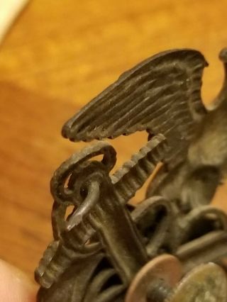 VTG RARE WWI BRONZE US NAVY OFFICERS USN HAT CAP INSIGNIA BADGE SCREW BACK 5