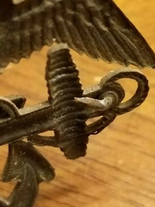 VTG RARE WWI BRONZE US NAVY OFFICERS USN HAT CAP INSIGNIA BADGE SCREW BACK 6