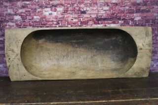 Antique Primitive Wood Trencher Dough Bowl 41  X 15  X 6  223
