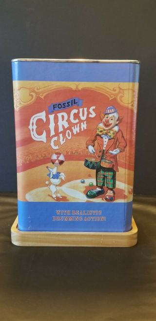 Vintage Windup Fossil Circus Clown Pocket Watch Tin Toy Ltd Edition of 5000 10