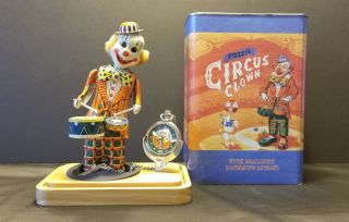 Vintage Windup Fossil Circus Clown Pocket Watch Tin Toy Ltd Edition Of 5000