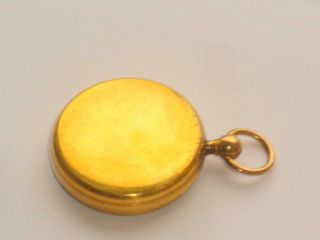 EXCEPTIONAL RARE ANTIQUE LATE GEORGIAN GILT GOLD ON BRASS POCKET COMPASS IN CASE 6