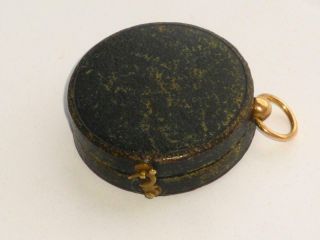 EXCEPTIONAL RARE ANTIQUE LATE GEORGIAN GILT GOLD ON BRASS POCKET COMPASS IN CASE 8