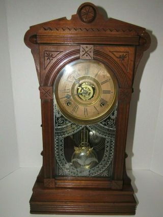 Antique W.  M.  L.  Gilbert " Ersa " Kitchen Clock With Alarm,  8 - Day,  Time/strike