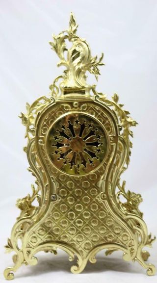 Antique Mantle Clock French Rococo Gilt Bronze Bell Striking Japy 10