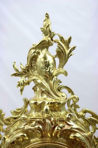 Antique Mantle Clock French Rococo Gilt Bronze Bell Striking Japy 6