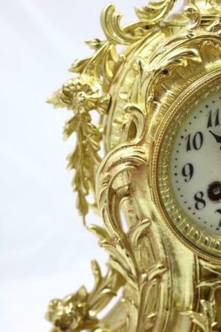 Antique Mantle Clock French Rococo Gilt Bronze Bell Striking Japy 9