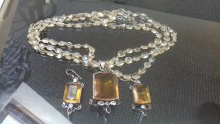Magnificent Suffragette Silver Large Citrine Peridot And Ruby Set Art Deco 1930s