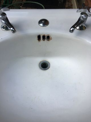 Vintage KOHLER 1924 CAST IRON White Pedestal Bathroom Sink 7