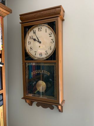 Ingraham 8 Day Store Regulator Wall Clock Early 1900s - - 36 " Large Clock
