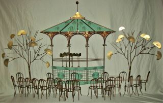 Curtis Jere " Bandstand " Signed Pagoda Music Gazebo Metal Wall Sculpture 70 