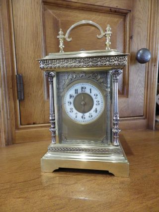 French Repeating Carriage Clock Giant Size 8 Inches Tall Stunning Case 1850/70s