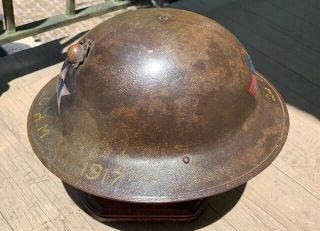 WWI USMC Marine Helmet Machine Gun Battalion 2nd Div ID’d - Very Scarce 3