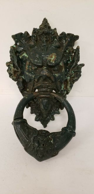 Vintage Cast Iron Gothic/devil Face Door Knocker
