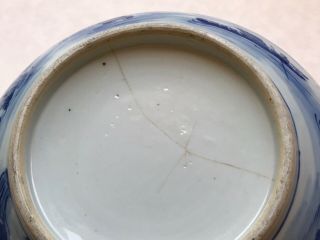 Large Antique Chinese Blue & White Porcelain Landscape Censer Bowl 12