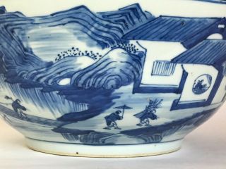 Large Antique Chinese Blue & White Porcelain Landscape Censer Bowl 4