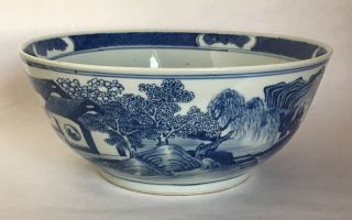 Large Antique Chinese Blue & White Porcelain Landscape Censer Bowl 5