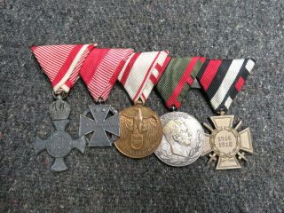 Wwi Austrian 5 - Place Medal Bar - - Iron Cross,  Honor Cross,  Wound Medal