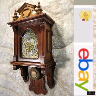 Vintage Antique Gustav Becker Germany Strikes Clock With Brass Pendulum