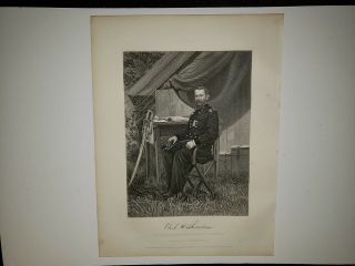 General Philip Sheridan 1865 Civil War Painting Print By Thomas Nast Very Rare