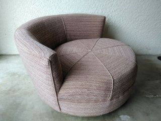 Milo Baughman Round Lounge Chair / Loveseat - Blush Upholstery