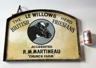Walsham Le Willow - Vintage Double Sided Friesians Herd Sign - Martineau - Suffolk 10