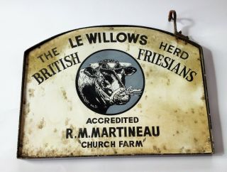 Walsham Le Willow - Vintage Double Sided Friesians Herd Sign - Martineau - Suffolk 6