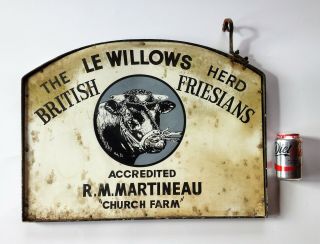 Walsham Le Willow - Vintage Double Sided Friesians Herd Sign - Martineau - Suffolk 8