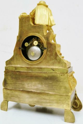 Antique French Empire 8 Day Striking Mantel Clock Bronze Ormolu Silk Suspension 10