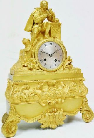 Antique French Empire 8 Day Striking Mantel Clock Bronze Ormolu Silk Suspension 2