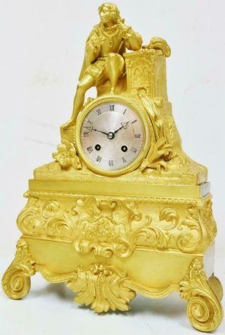 Antique French Empire 8 Day Striking Mantel Clock Bronze Ormolu Silk Suspension 3