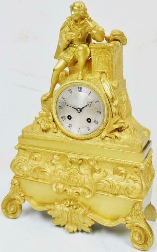 Antique French Empire 8 Day Striking Mantel Clock Bronze Ormolu Silk Suspension 5