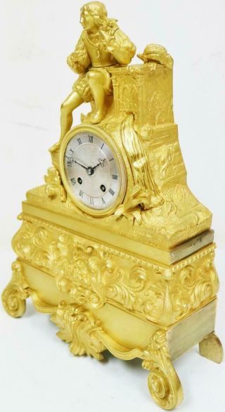 Antique French Empire 8 Day Striking Mantel Clock Bronze Ormolu Silk Suspension 9