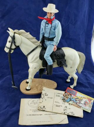 Vintage 1973 Gabriel Toys Lone Ranger And Hi Ho Silver Horse Action Figures