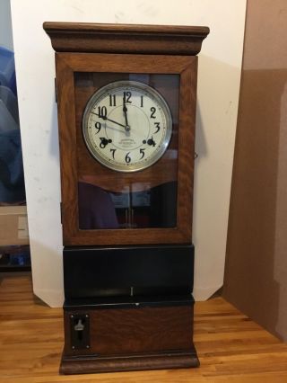 1930’s Antique Wall Time Clock International Time Recording Co.  Endicott Ny
