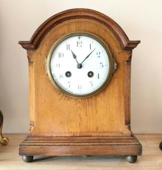Antique Inlaid French Pendulum Mantle Clock Striking On A Gong
