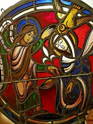 Stained Glass Church Window Portrait Mary Angel Holy Spirit Angelus Annunciation