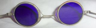 Antique 1800 ' s Spectacles Eyeglasses w/ Cobalt Blue Lenses PUGH CLEVELAND Ohio & 5